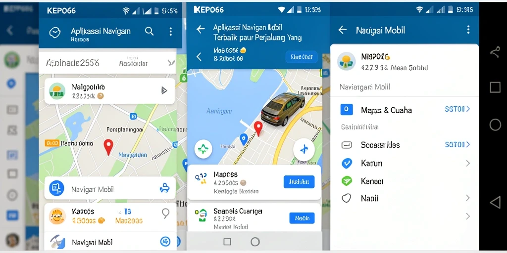 Antarmuka pengguna aplikasi KEPO66 untuk Navigasi Mobil yang intuitif.