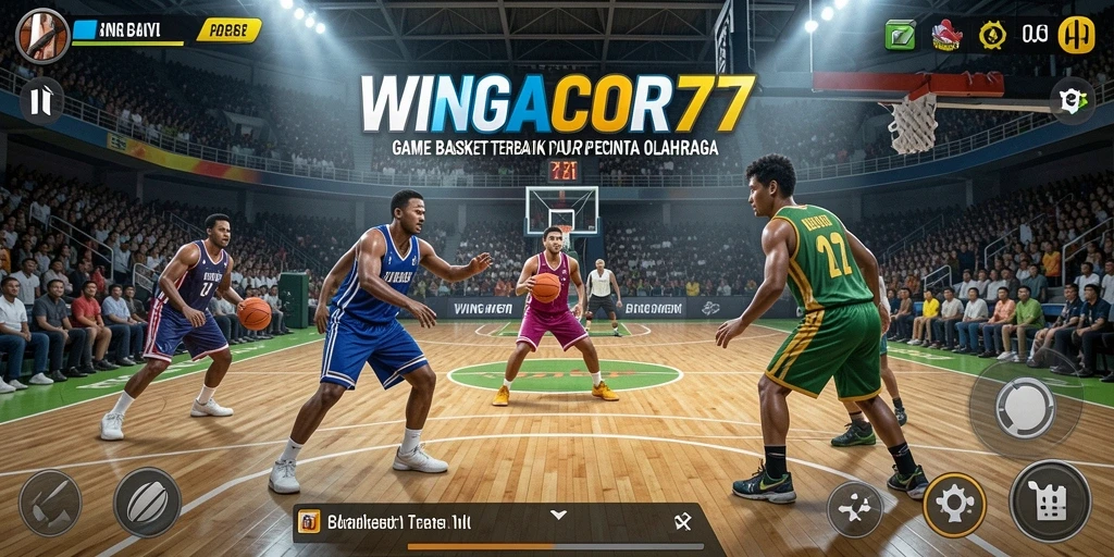 Tangkapan layar WINGACOR77 menunjukkan permainan basket yang mendebarkan.