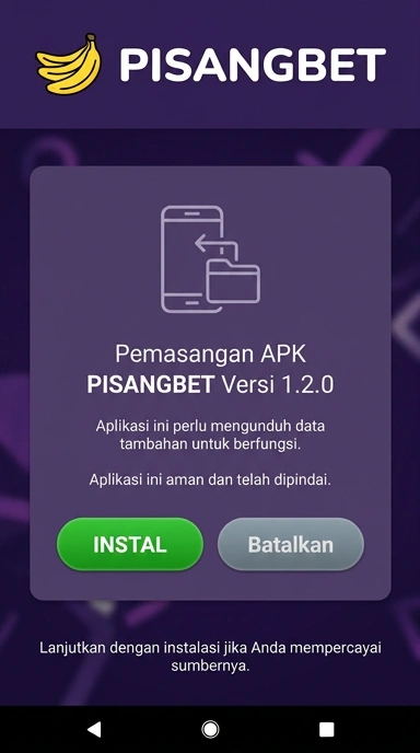 Tampilan halaman APK pisangbet